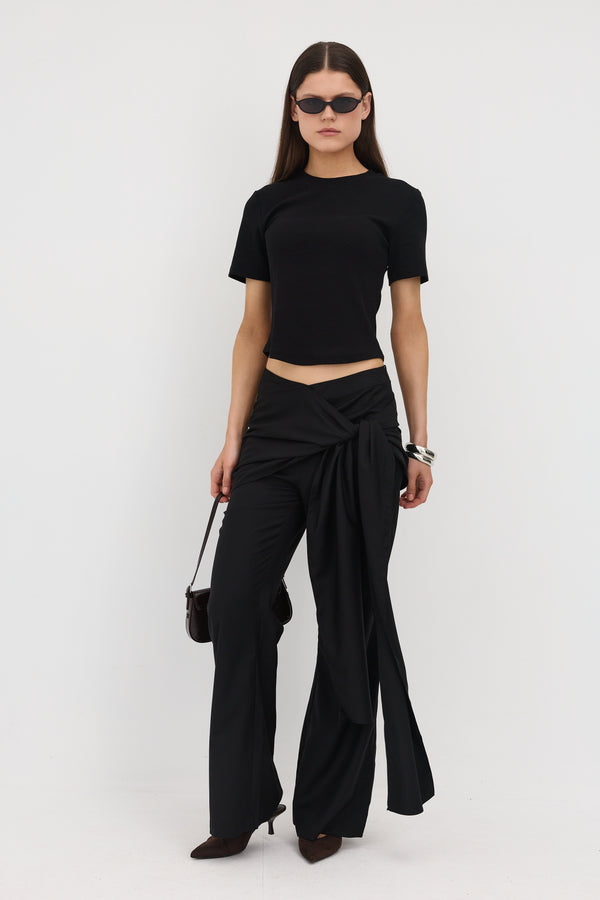 Black Tatum Tie Pants