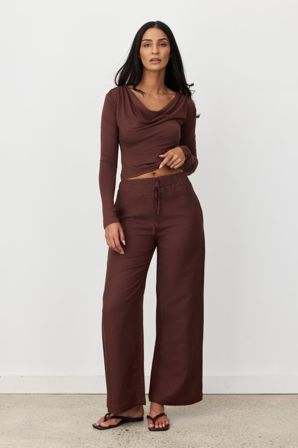 Brown Celine Multi-Way Long Sleeve Top