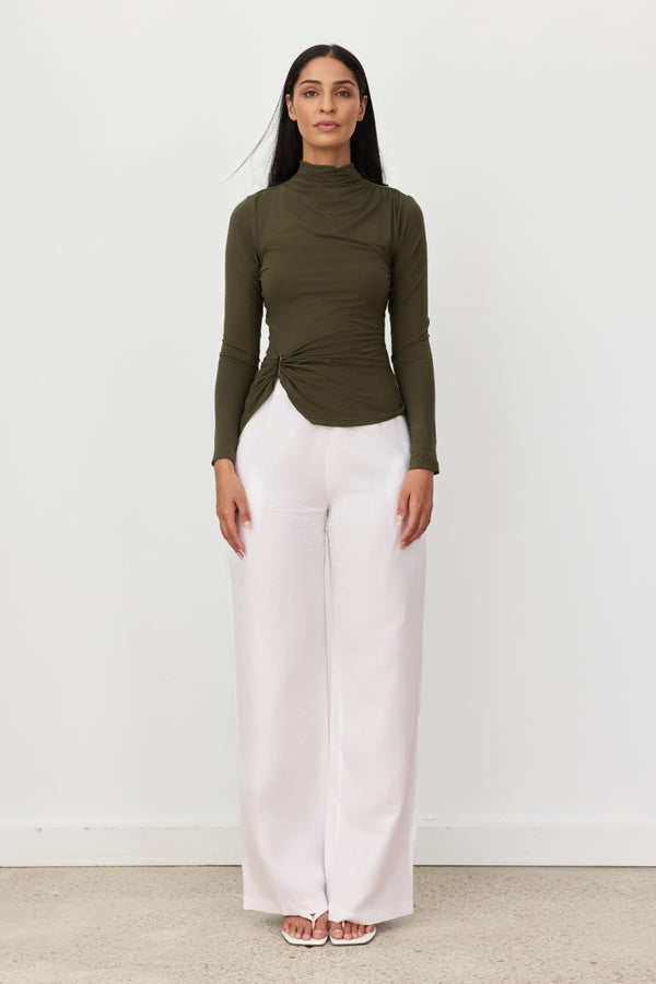 Olive Green Arden Long Sleeve Top