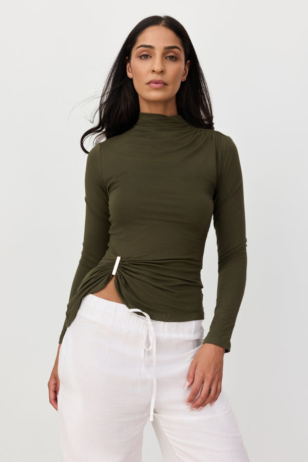 Olive Green Arden Long Sleeve Top