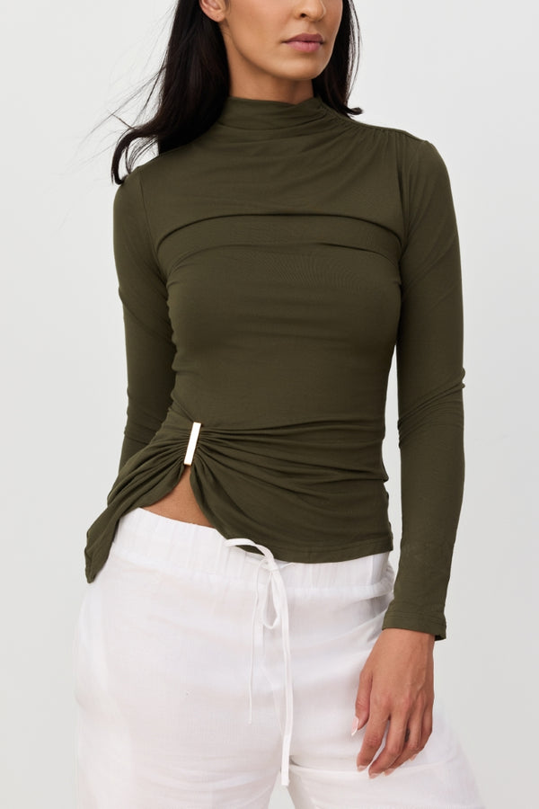 Olive Green Arden Long Sleeve Top