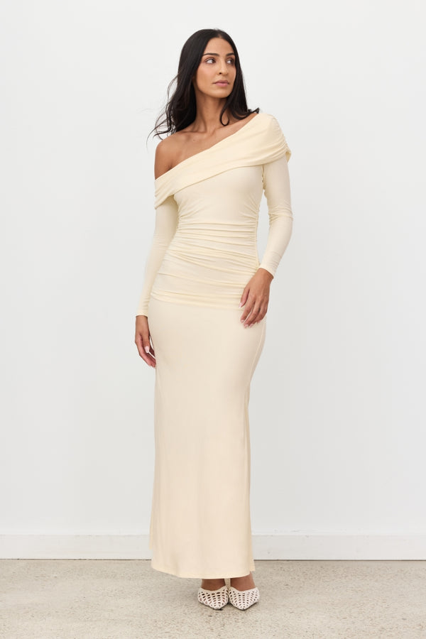 Butter Yellow Estelle Long Sleeve Maxi Dress